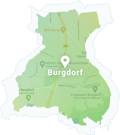 Grafik einer Anfahrtsskizze von Burgdorf